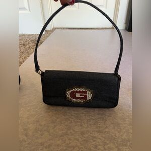 Guess Denim Shoulder Bag with Rhinestone Logo